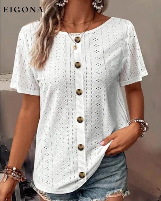 Solid color round neck T-shirt White 23BF clothes Short Sleeve Tops Spring Summer T-shirts Tops/Blouses