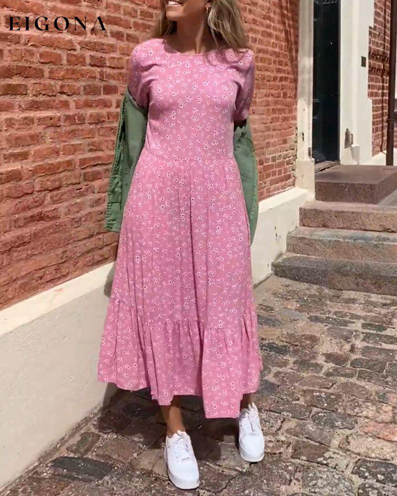 Round neck floral print dress 23BF Casual Dresses Clothes Dresses Spring Summer