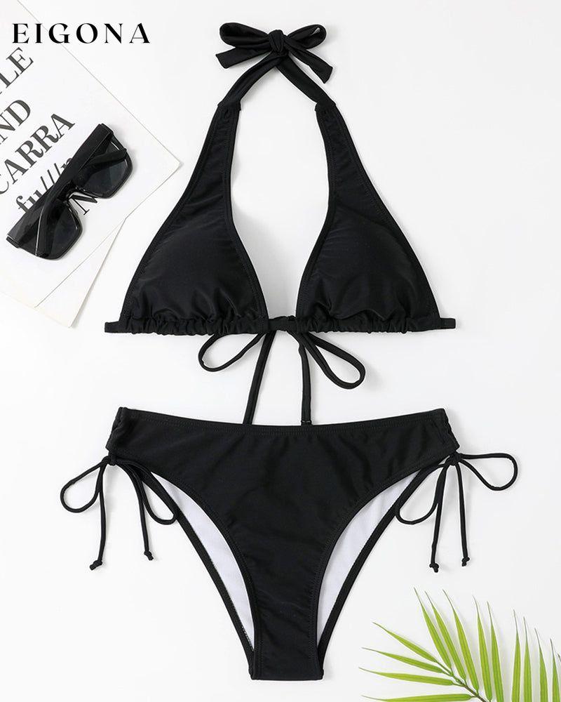 Sexy halter solid color bikini 23BF Bikinis Clothes Summer Swimwear