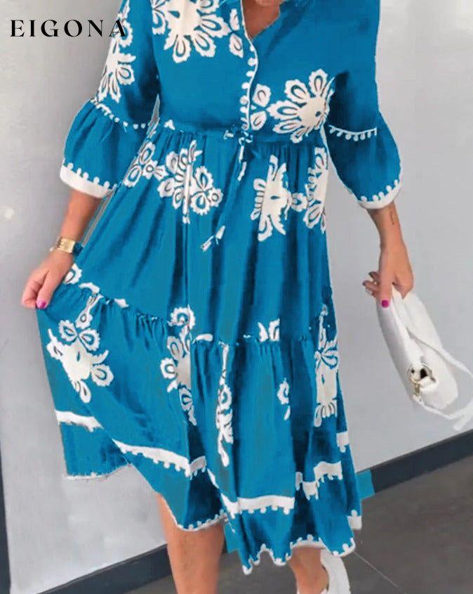 3/4 Sleeve Floral Print Dress 23BF Casual Dresses Clothes discount Dresses Spring Summer