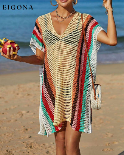 Knit rainbow sun cover-up Yellow One size 23BF Clothes Cover-Ups Summer Swimwear