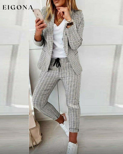 Plaid Comfortable Casual Women's Suit white 23BF clothes Fall Jackets & Coats Pants Spring Tops/Blouses Winter