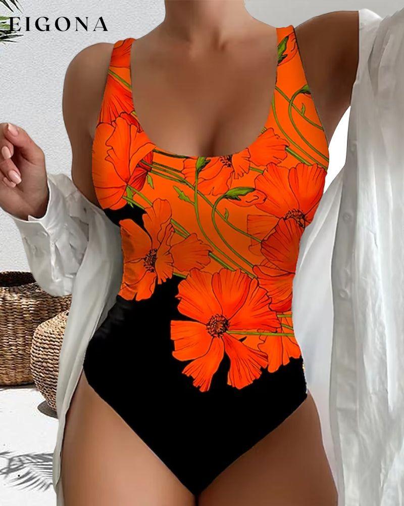 Floral print fashion one-piece swimsuit 23BF Clothes One-Piece SALE Summer Swimwear
