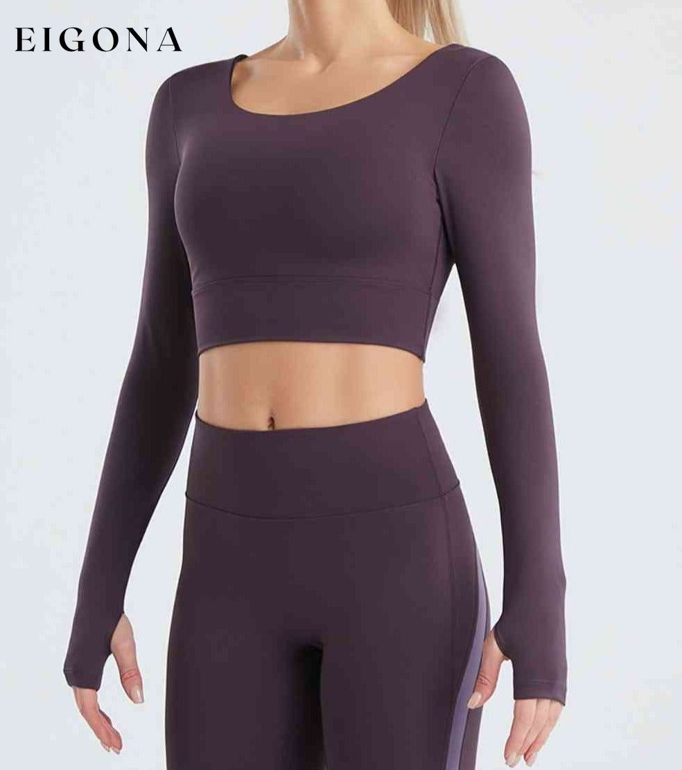 Crisscross Cropped Sports Top activewear clothes crop top croptop J@S long sleeve long sleeve shirts long sleeve top Ship From Overseas