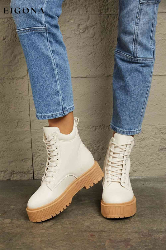 Platform Combat Boots Ivory BFCM - Up to 25 Percent Off Black Friday East Lion Corp Ship from USA shoes womens shoes