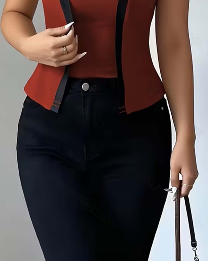 Color-Block Faux Two-Piece T-Shirt