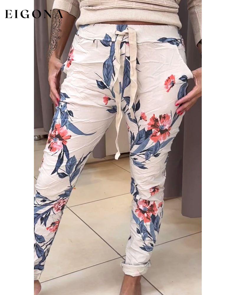 Floral print slim fit pants pants spring summer