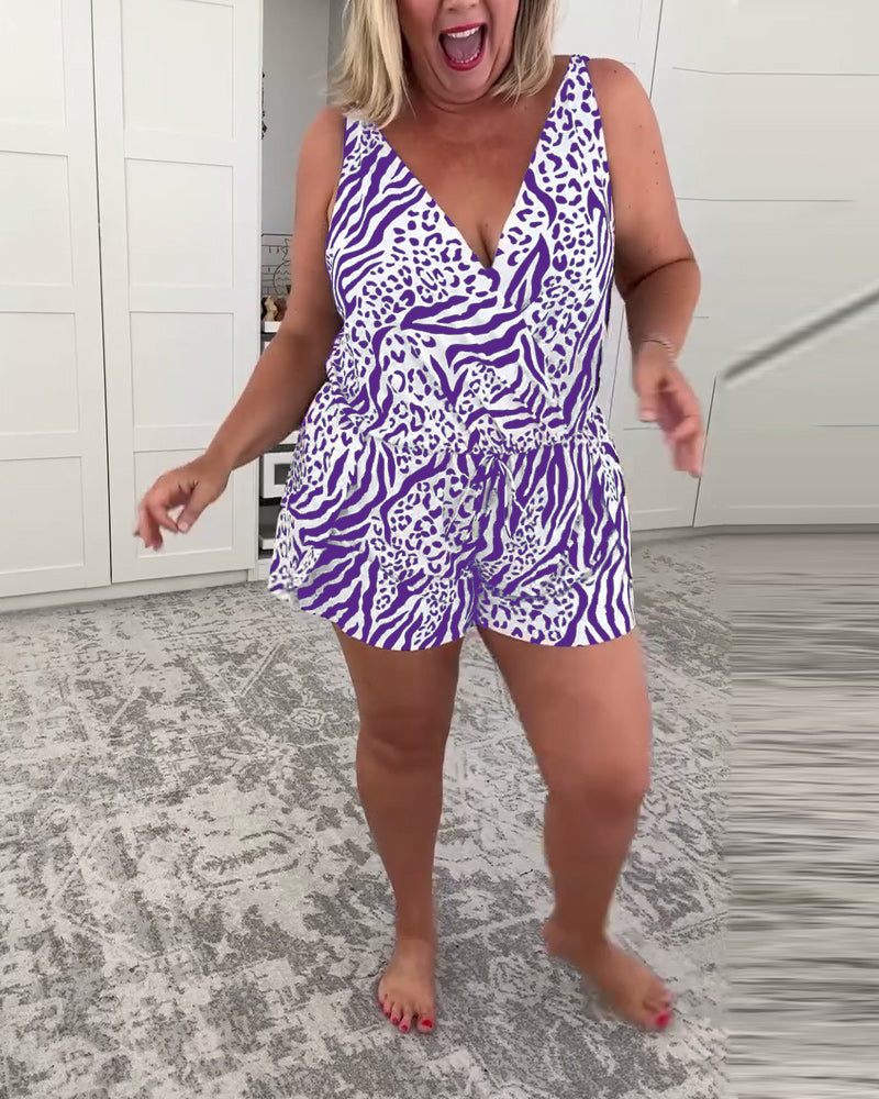 Costume da bagno slim fit con stampa zebra