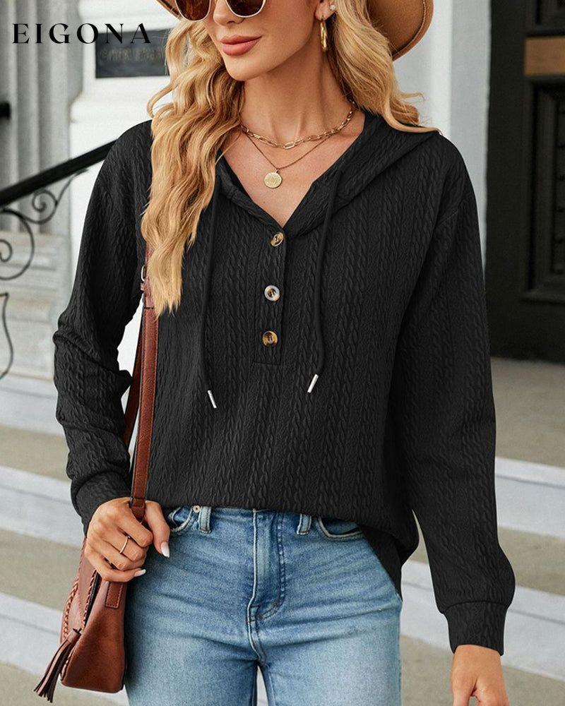 Solid color hoodie with buttons Black 2022 F/W 2023 F/W 23BF cardigans Clothes discount Hoodies & Sweatshirts Spring Tops/Blouses