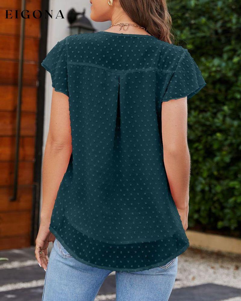 Round Neck T-shirt with Ruffle Sleeves 23BF clothes Short Sleeve Tops Spring Summer T-shirts Tops/Blouses