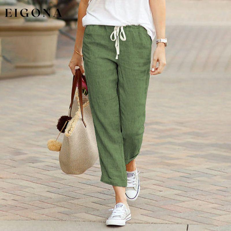 【Cotton And Linen】Casual Straight Trousers Green best Best Sellings bottoms clothes Cotton And Linen pants Plus Size Sale Topseller