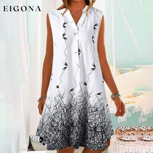 Casual Sleeveless Printed Dress White best Best Sellings casual dresses clothes Plus Size Sale short dresses Topseller