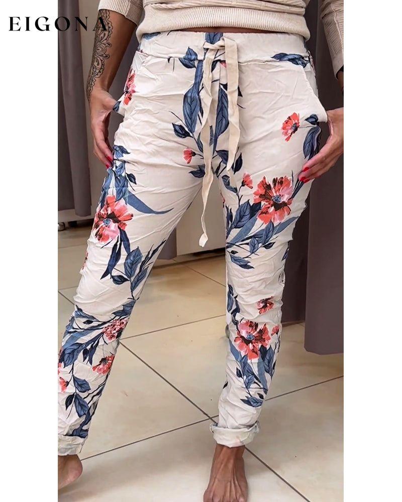 Floral print slim fit pants pants spring summer