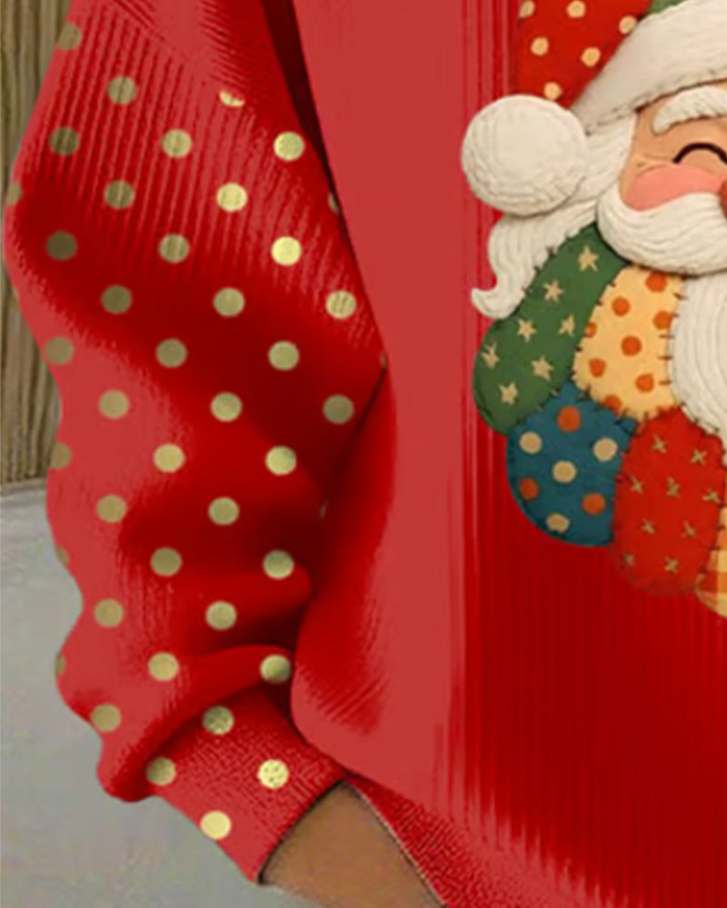 Striped Polka Dot Christmas Print Sweatshirt