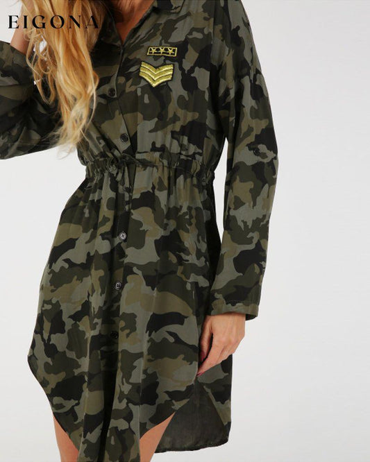 Camouflage Printed Long Sleeve Dress casual dresses spring summer