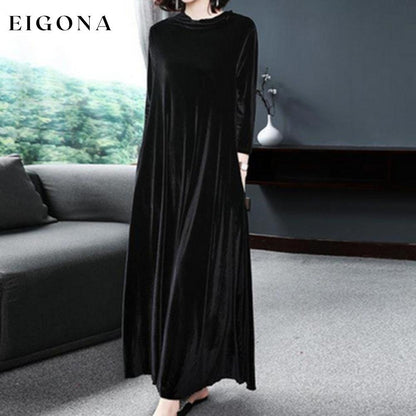 Long sleeve velvet dress Black 3XL 2022 F/W 23BF Casual Dresses Clothes Dresses
