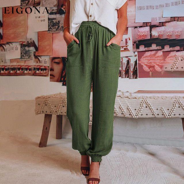 Solid Colour Casual Pants Army Green best Best Sellings bottoms clothes pants Sale Topseller