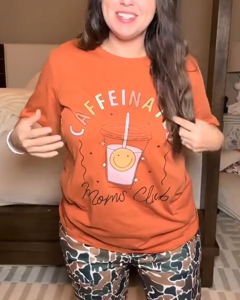 Printed Crew Neck Nursing T-Shirt