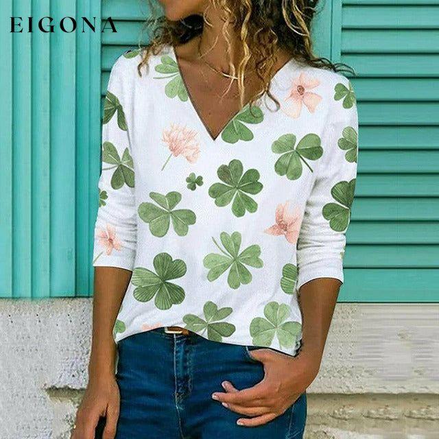Four Leaf Clover Print T-Shirt Best Sellings clothes Plus Size Sale tops Topseller