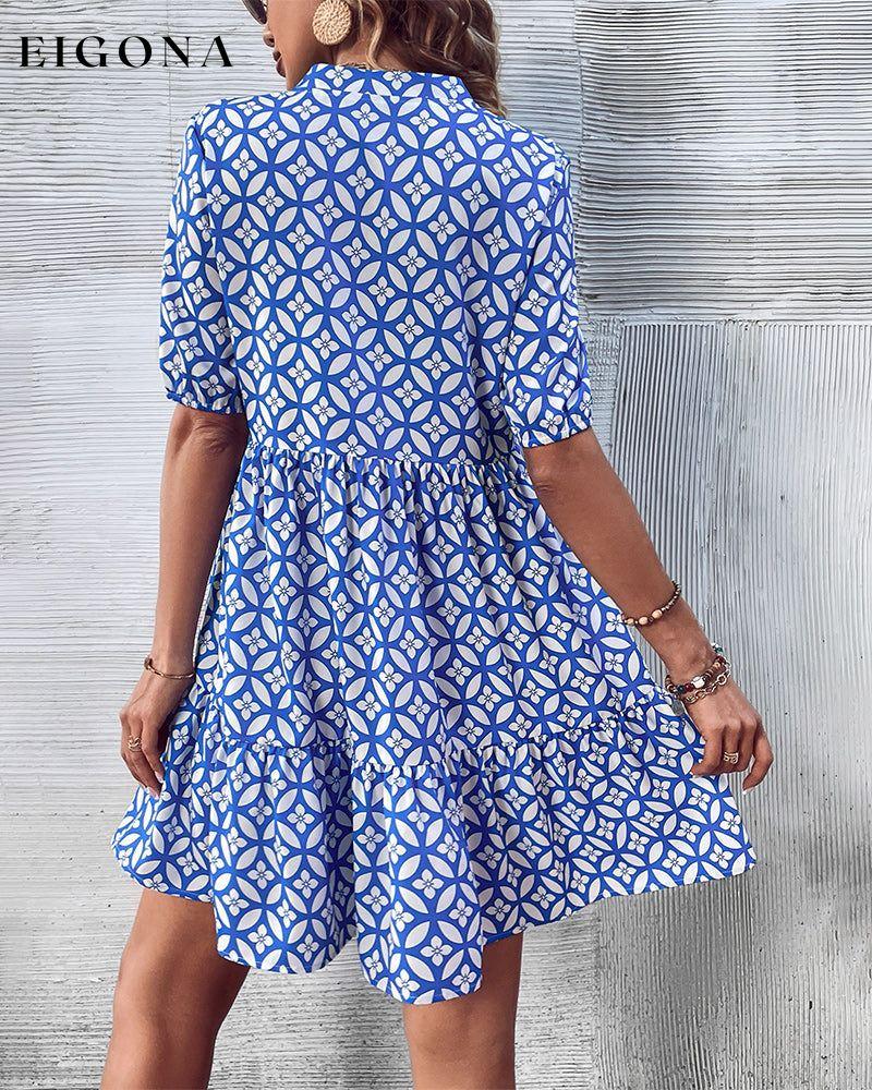 Fresh printed short sleeve dress 23BF Casual Dresses Clothes Dresses Spring Summer
