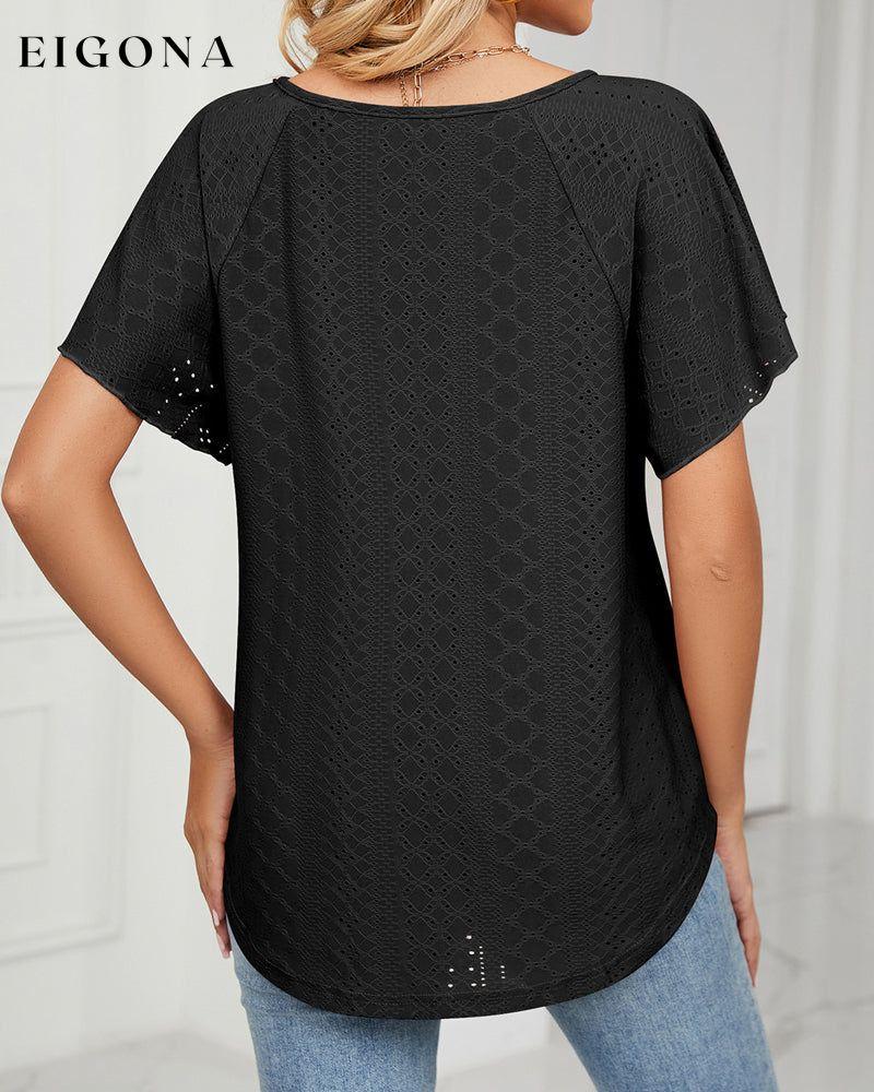 Lace Up T-shirt with Short Sleeves 23BF clothes Short Sleeve Tops Summer T-shirts Tops/Blouses