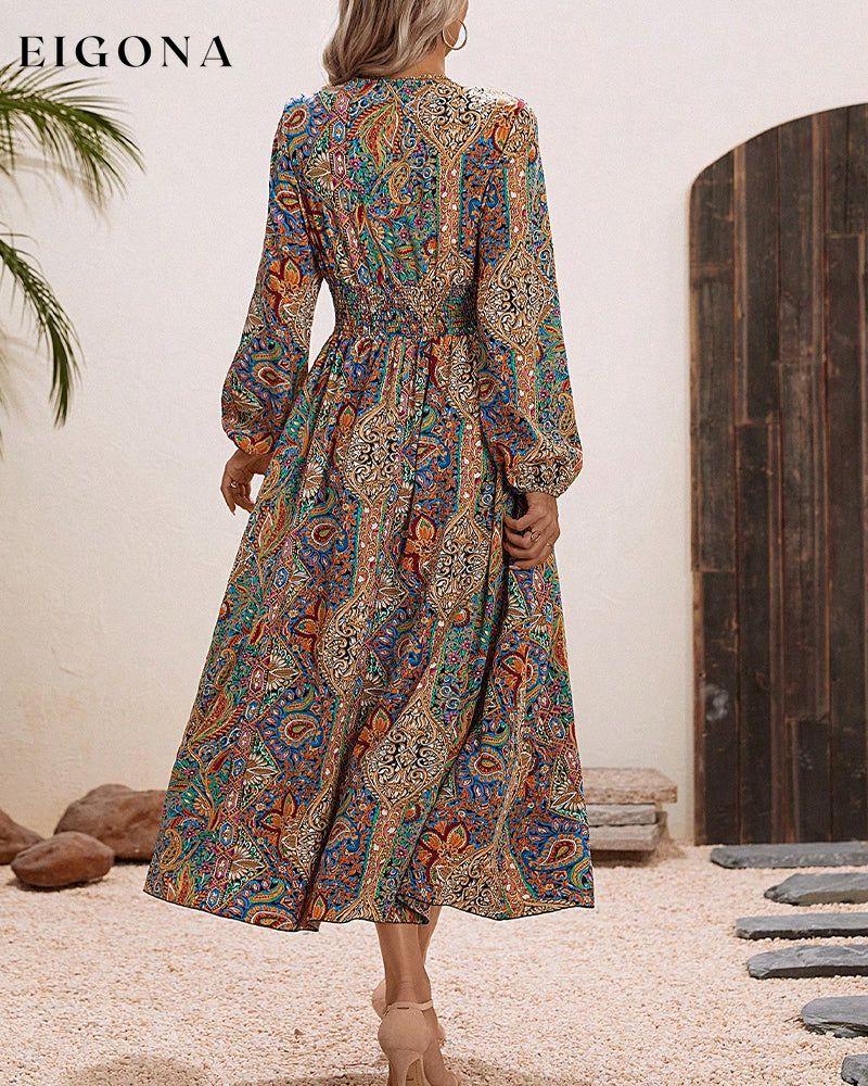Multicolored paisley print elegant dress 23BF Casual Dresses Clothes Dresses Elegant Dresses Spring Summer