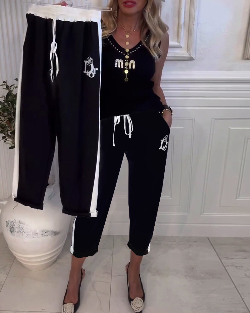 Pantaloni casual slim fit elasticizzati con coulisse