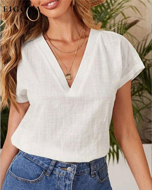 Summer solid color T-shirt White 23BF clothes Short Sleeve Tops Spring Summer T-shirts Tops/Blouses