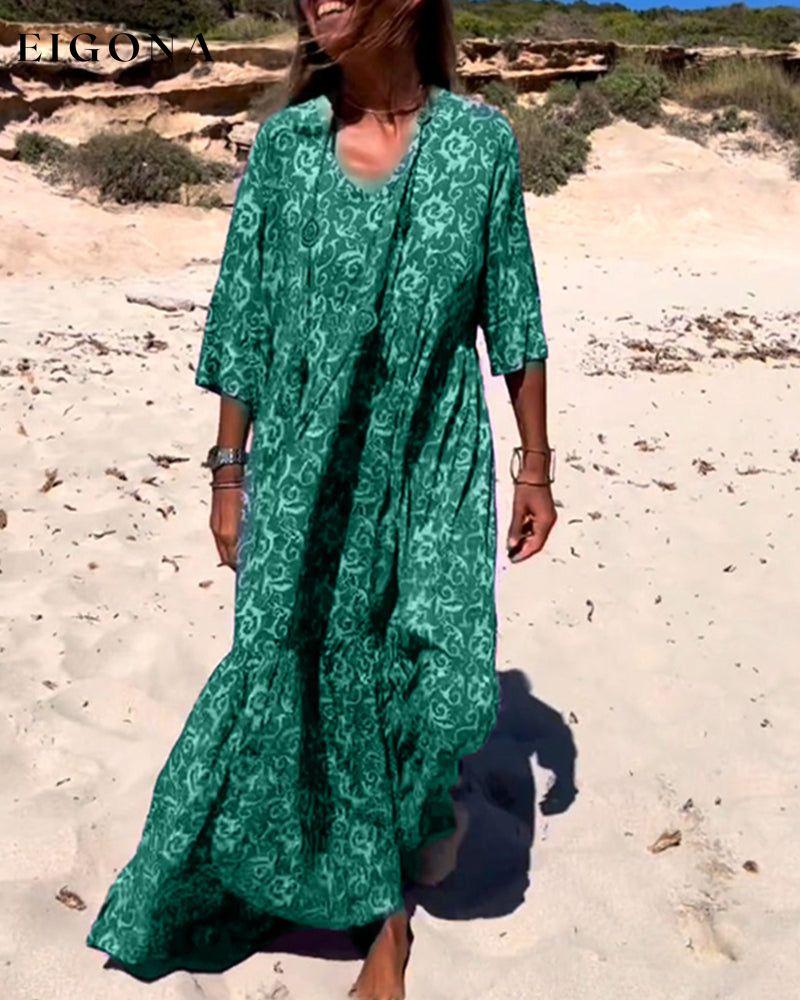 Loose 3/4 Sleeve Print Dress 23BF Casual Dresses Clothes Dresses Spring Summer