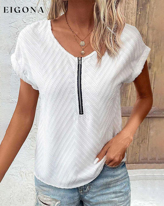 Solid Color Short Sleeve Blouse White 23BF clothes Short Sleeve Tops Spring Summer T-shirts Tops/Blouses