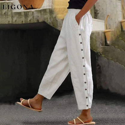 【Cotton And Linen】Solid Color Casual Trousers best Best Sellings bottoms clothes Cotton And Linen pants Plus Size Sale Topseller