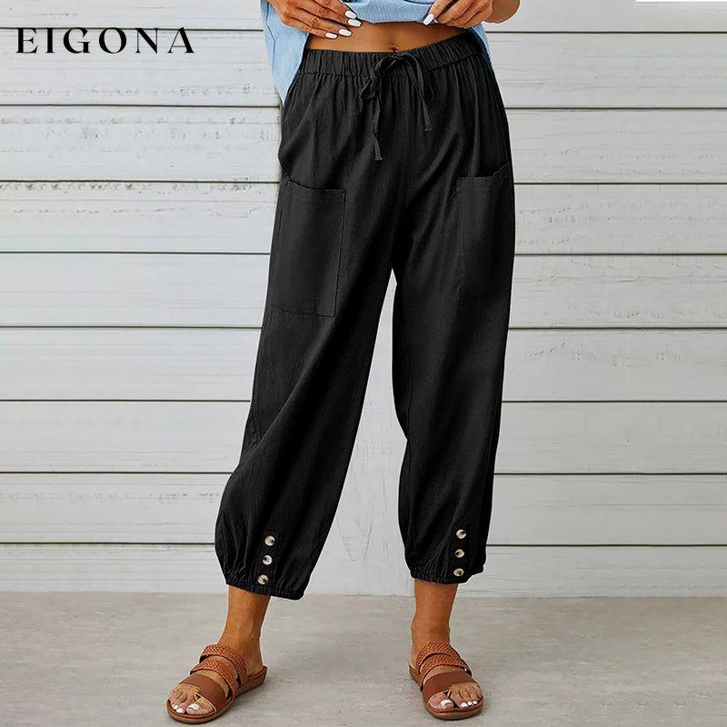 Casual Comfortable Trousers Black best Best Sellings bottoms clothes Cotton And Linen pants Sale Topseller