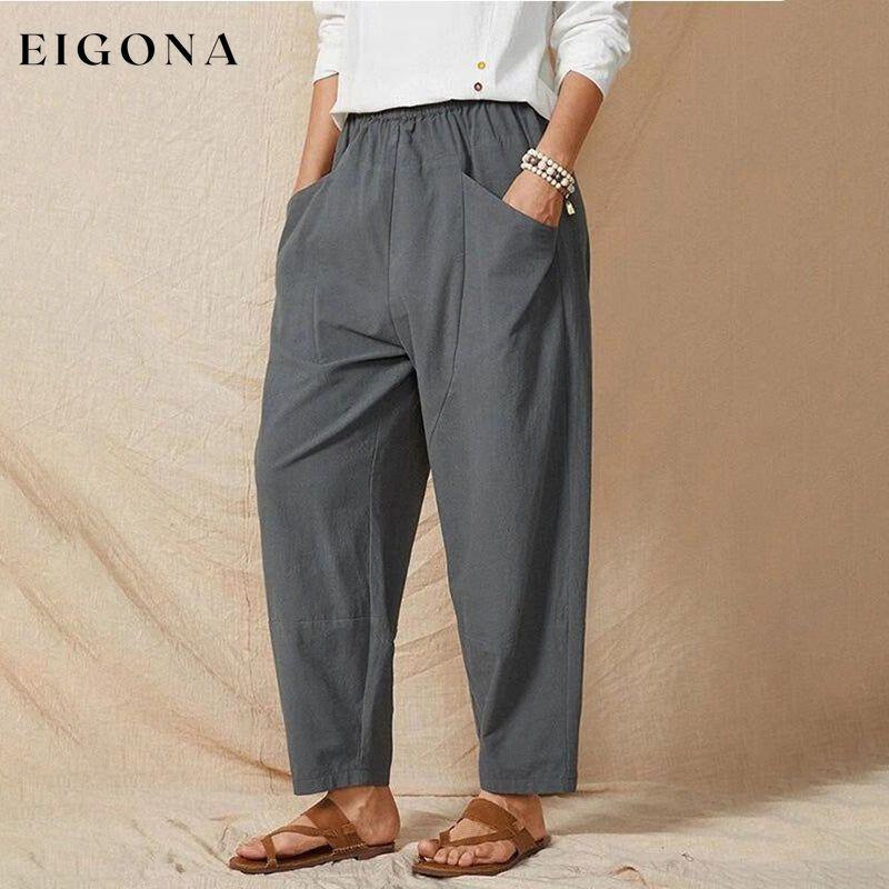 Solid Color Casual Trousers Gray best Best Sellings bottoms clothes pants Plus Size Sale Topseller