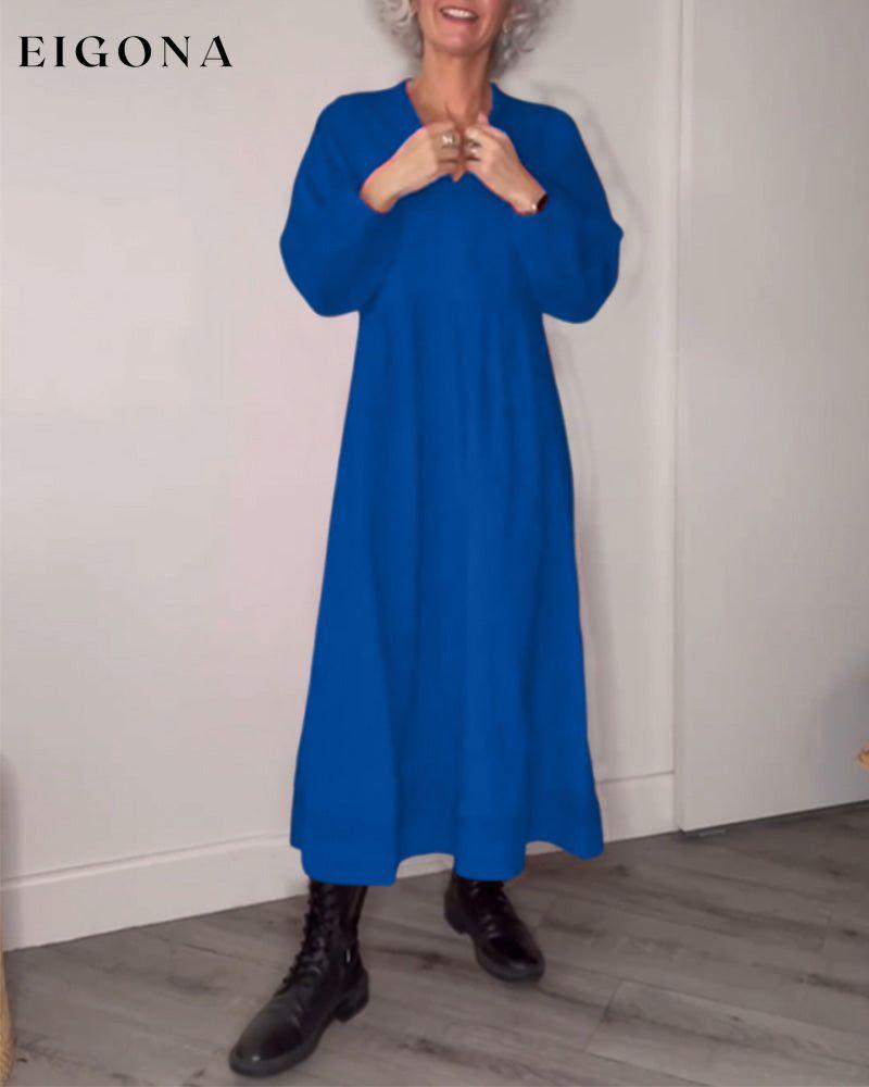 V-neck Elegant Long Sleeve dress Blue 2022 f/w 2023 F/W 23BF casual dresses Clothes Dresses spring
