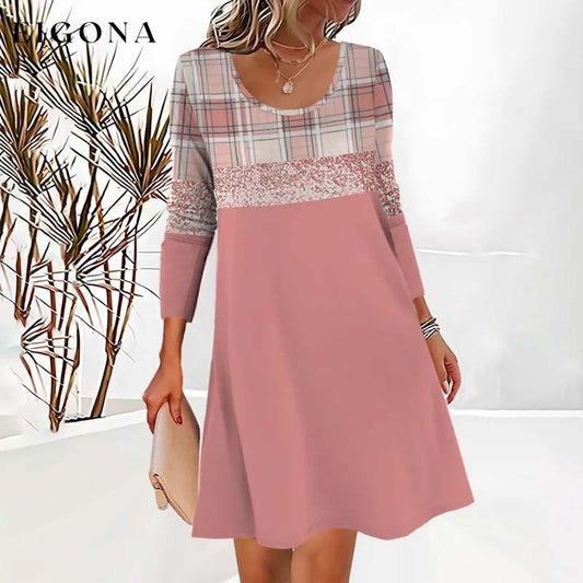 Casual Plaid Dress Pink best Best Sellings casual dresses clothes Plus Size Sale short dresses Topseller