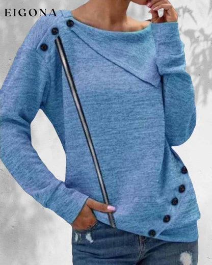 Lapel neck knit top Blue 2022 f/w 2022new 2023 F/W 23BF blouses & shirts cardigans Clothes hoodies & sweatshirts spring tops Tops/Blouses