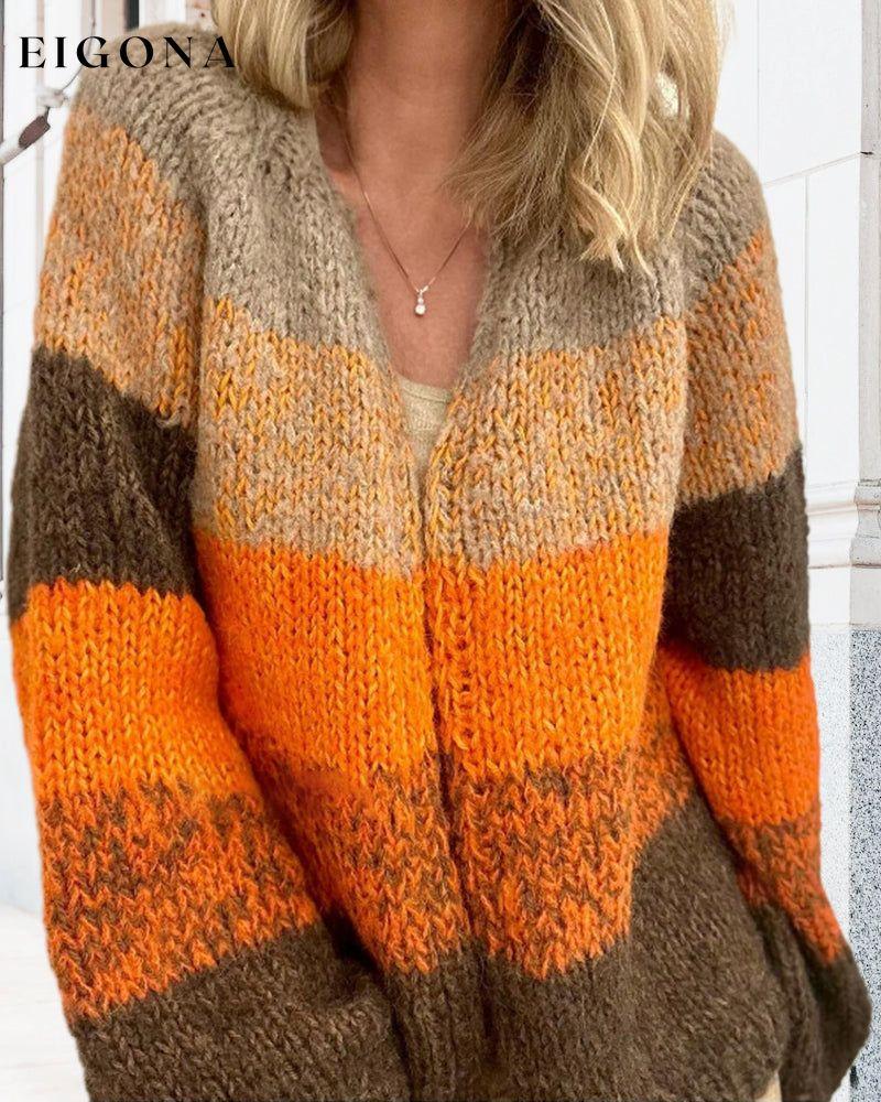 Color Block Loose Cardigan 2023 f/w 23BF clothes discount Sweaters sweaters & cardigans Tops/Blouses