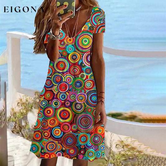 Colorful Abstract Print Dress Multicolor best Best Sellings casual dresses clothes Plus Size Sale short dresses Topseller