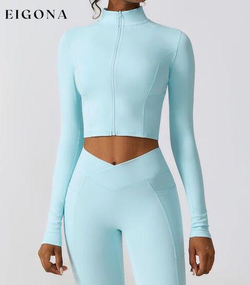 Zip Up Long Sleeve Cropped Activewear Sports Top Jacket activewear clothes Ship From Overseas Z&C