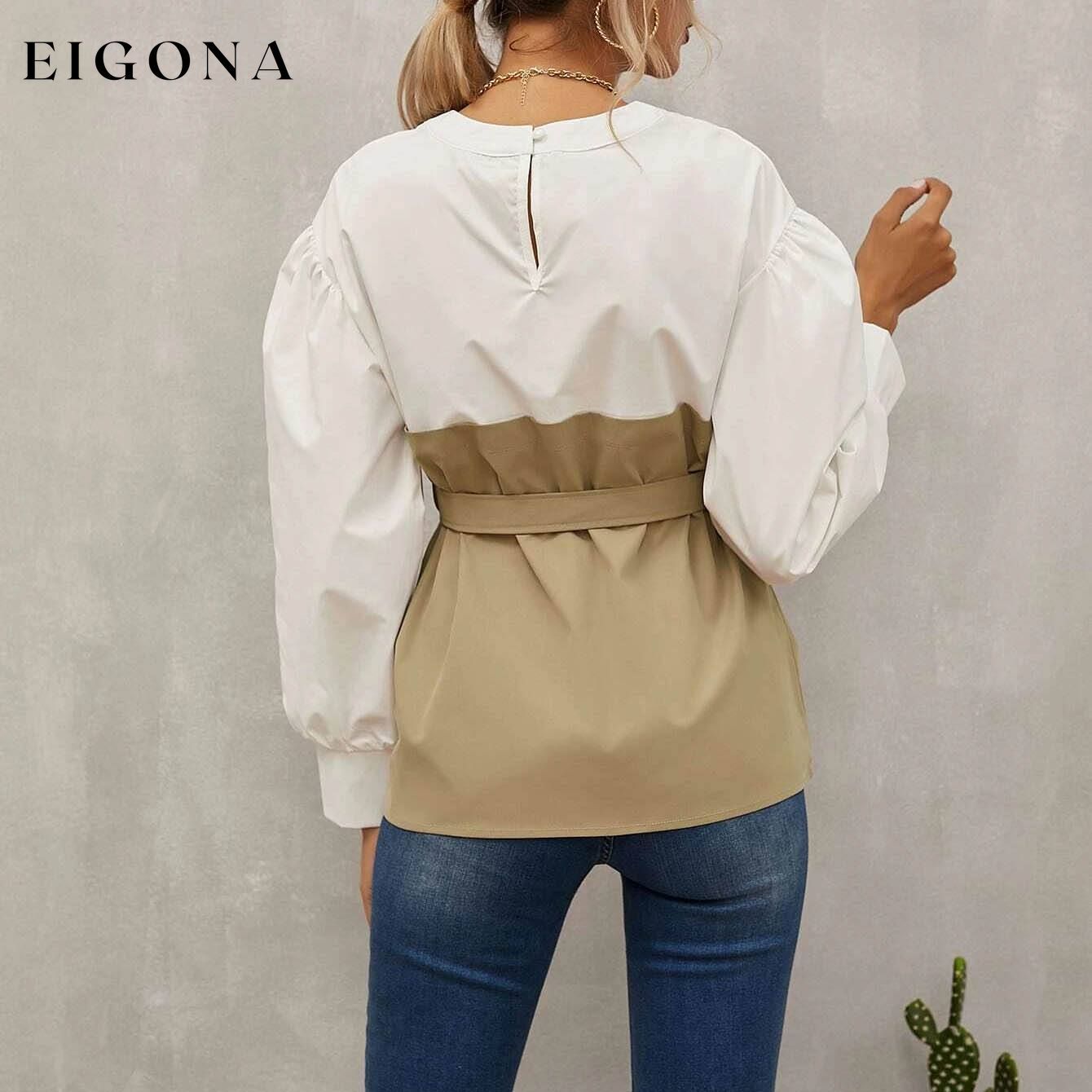 2-in-1 Top Keyhole Back Belted __stock:500 clothes refund_fee:1200 tops