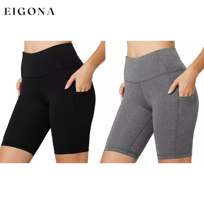 2-Pack: Women High Waist Workout Yoga Side Pocket Compression Cycling Shorts __stock:200 bottoms refund_fee:1200