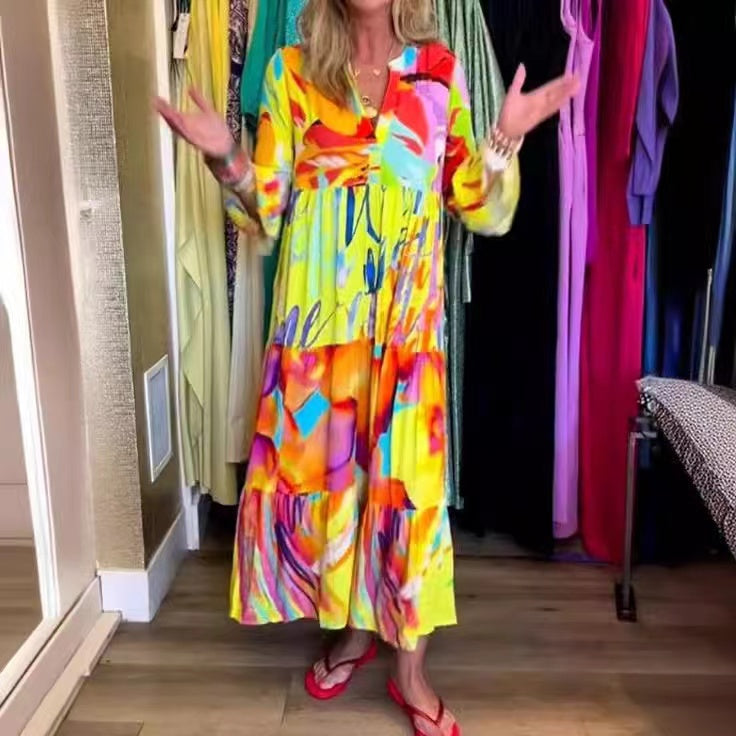 Casual long sleeve printed dress 23BF Casual Dresses Clothes Dresses Spring Summer