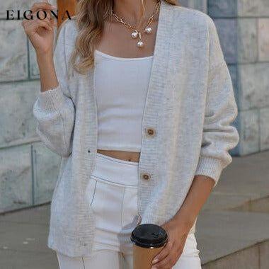 Button Up V-Neck Long Sleeve Sweater Cardigan cardigan cardigans clothes Romantichut Ship From Overseas sweater sweaters Sweatshirt