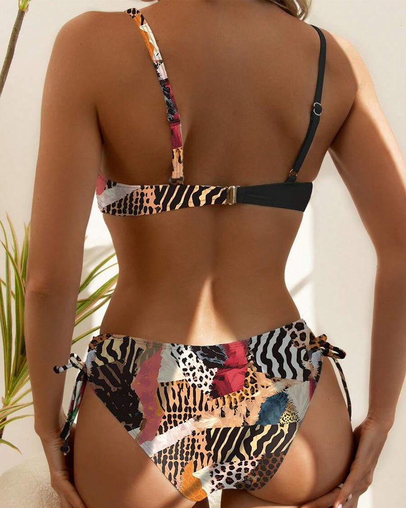 Bikini sexy con stampa a contrasto