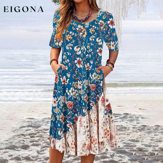 Floral Casual Dress Blue best Best Sellings casual dresses clothes Plus Size Sale short dresses Topseller