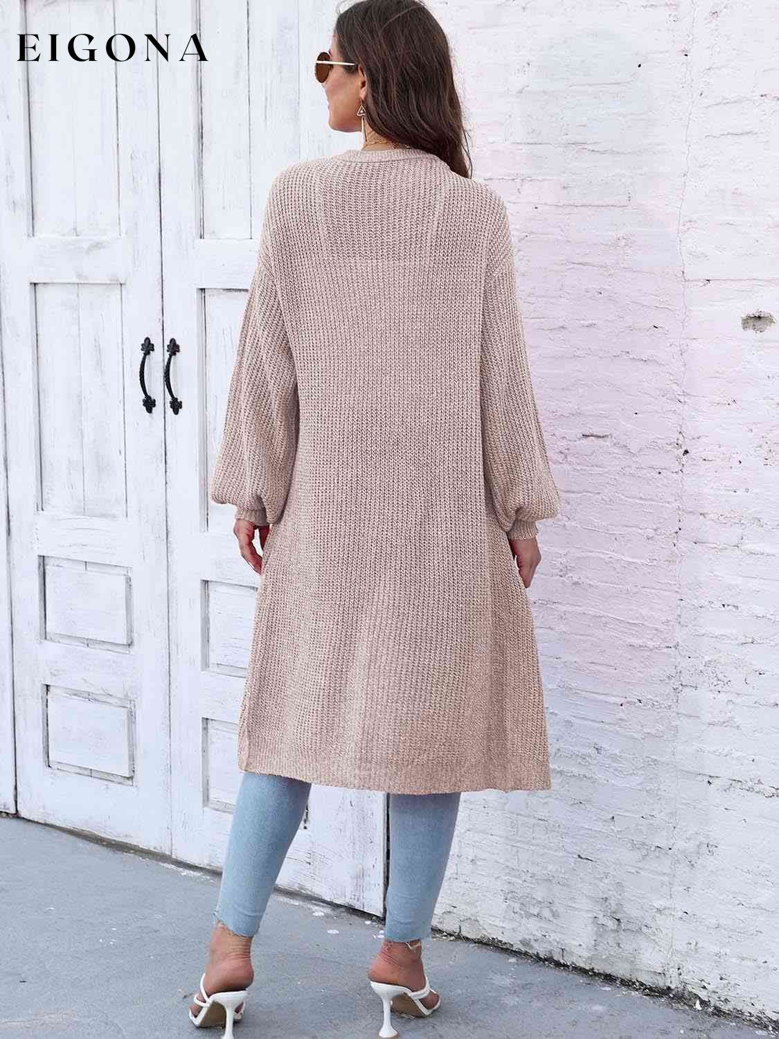 Open Front Longline Cardigan with Pockets cardigan cardigans clothes O & Y.M Ship From Overseas