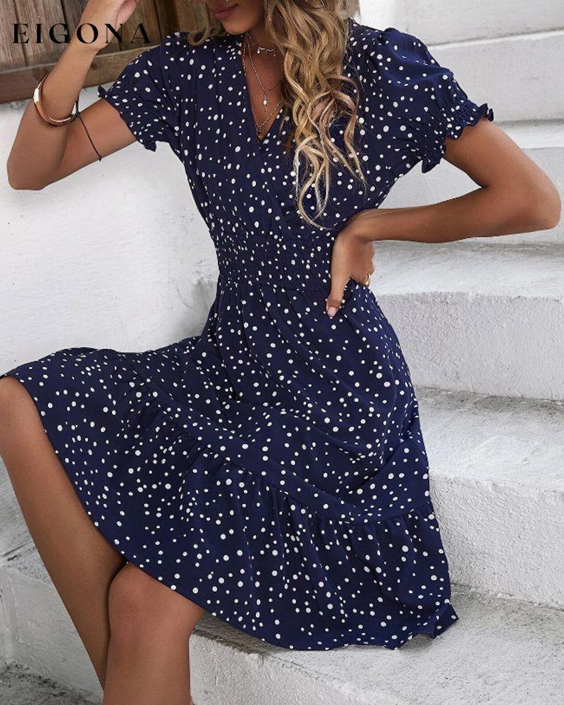 Polka dot print short sleeve dress 23BF Casual Dresses Clothes Dresses Spring Summer