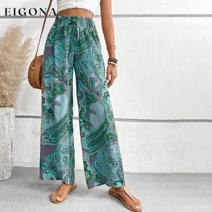 Casual Ethnic Print Pants Green best Best Sellings bottoms clothes pants Sale Topseller