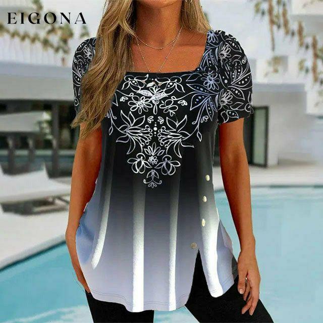 Asymmetrical Floral Print Blouse best Best Sellings clothes Plus Size Sale tops Topseller
