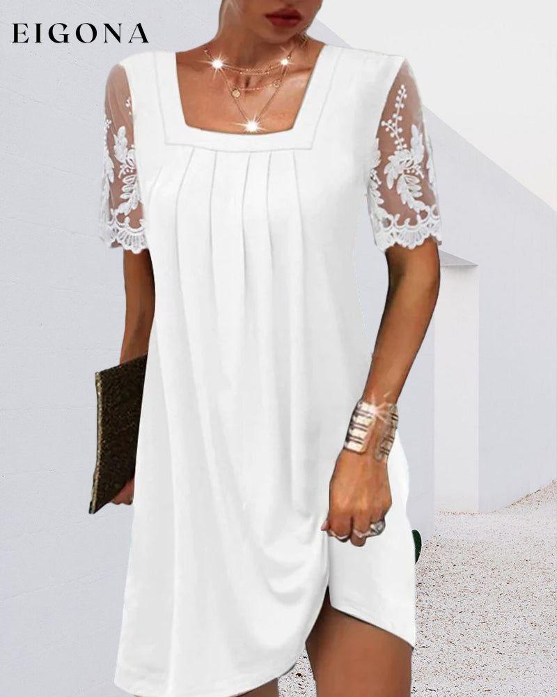 Solid Color Lace Sleeve Dress 23BF Casual Dresses Clothes Dresses Spring Summer